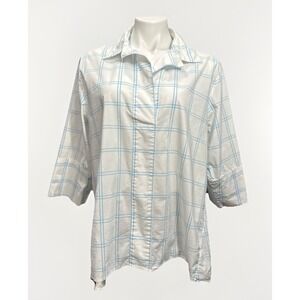 Lands' End 1X Women's Checkered Stretch Cotton‎ Collared Tunic Summer